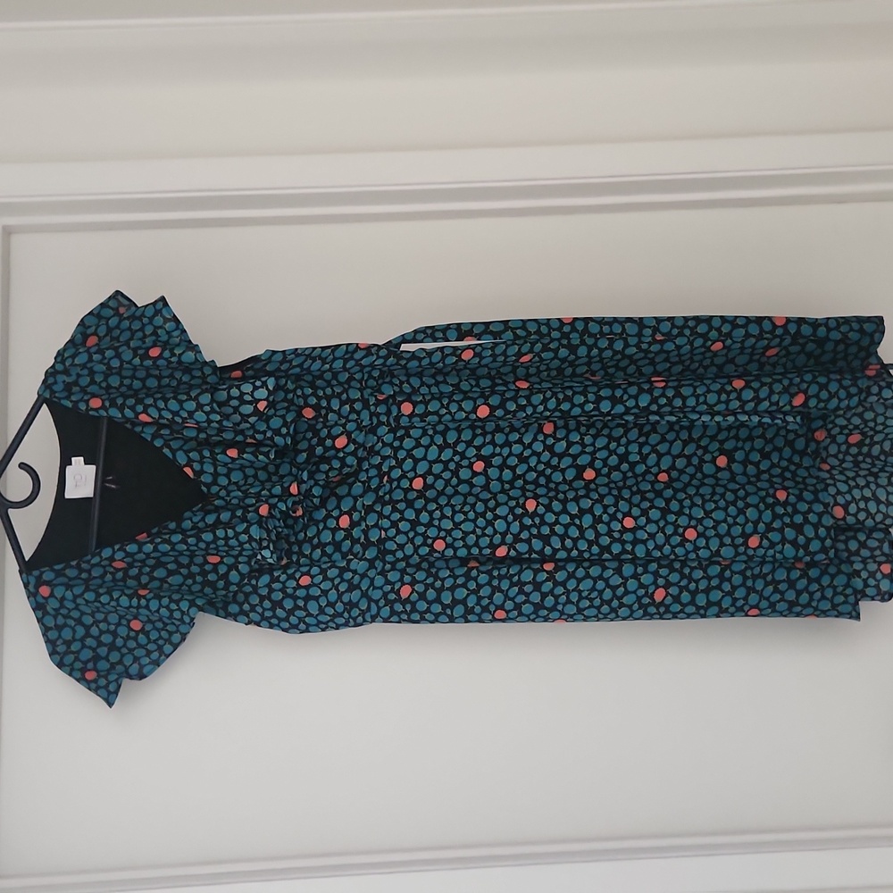 HD in Paris Black and Blue Midi Dress with Red Accents